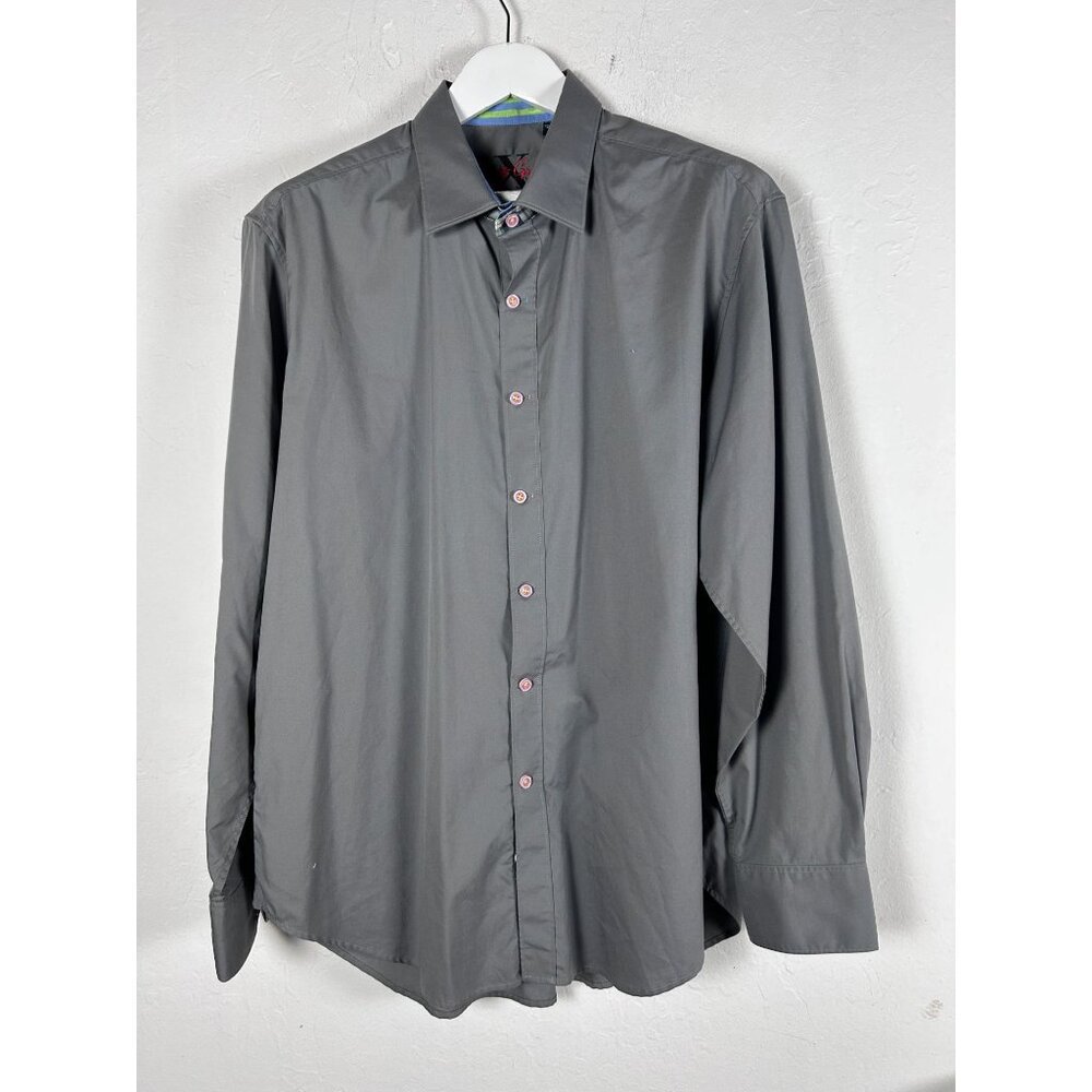 Robert Graham Mens Grey Button-Up Shirt 2XL 100% Cotton Long Sleeve Office Wear